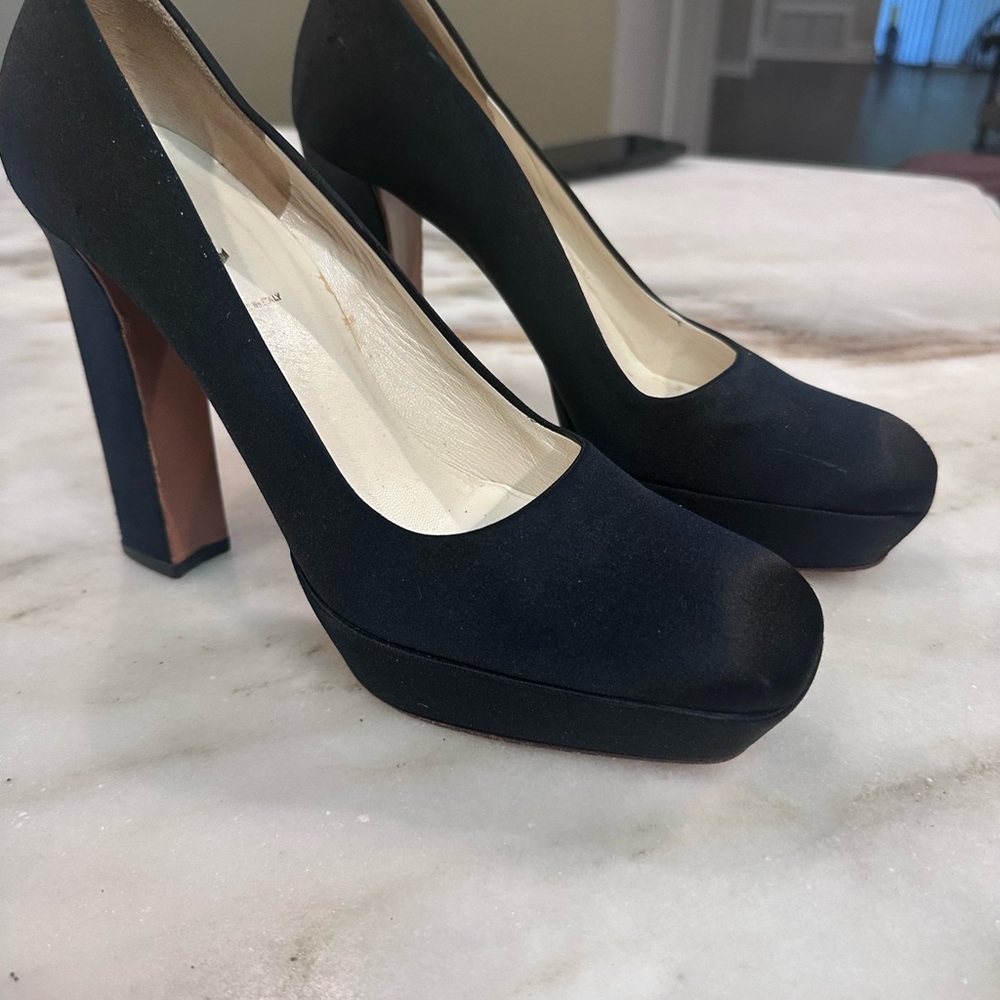 Prada Satin Square Toe Block Heel, 38.5